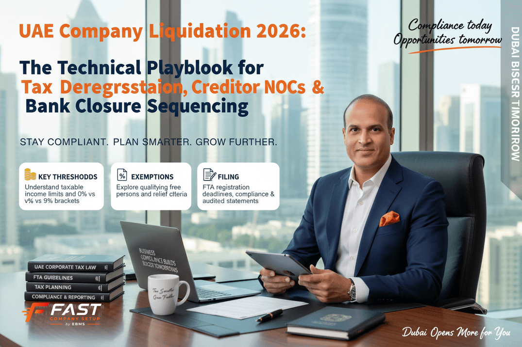 UAE Company Liquidation 2026: The Technical Playbook for Tax Deregistration, Creditor NOCs & Bank Closure Sequencing
